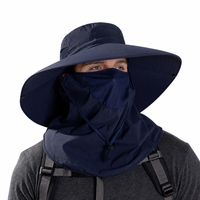 Chapeau Bob à Large Bord avec Cache-Visage et Cache-Cou en Maille de Nylon, Chapeau de Soleil d'Extérieur pour la Pêche et la Randonnée, Hommes et Femmes
