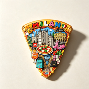 Imán de Madera con Forma Irregular de Milán, <span class=keywords><strong>Italia</strong></span>, Recuerdo de Viaje con Diseño del <span class=keywords><strong>Duomo</strong></span>, La Scala y Aperol Scooter, Regalo Turístico Italiano - Product Image 5