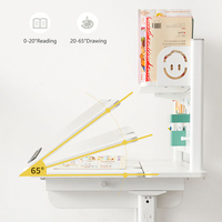 Bureau d'écriture pour enfants en métal, design moderne, ergonomique, réglable en hauteur, grand bureau avec double tiroir et étagère