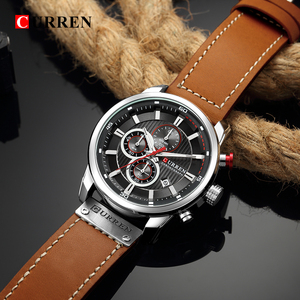 Reloj de Pulsera Curren 8291 para Hombre con Cronógrafo de Cuarzo y Correa de Cuero, Calendario de <span class=keywords><strong>24</strong></span> Horas, Fecha, Manecillas Luminosas, Estilo de Negocios y Resistente al Agua - Product Image 2