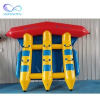 Jouets d'eau gonflables de plage pour 6 personnes, bateau style banane, jeux aquatiques d'été