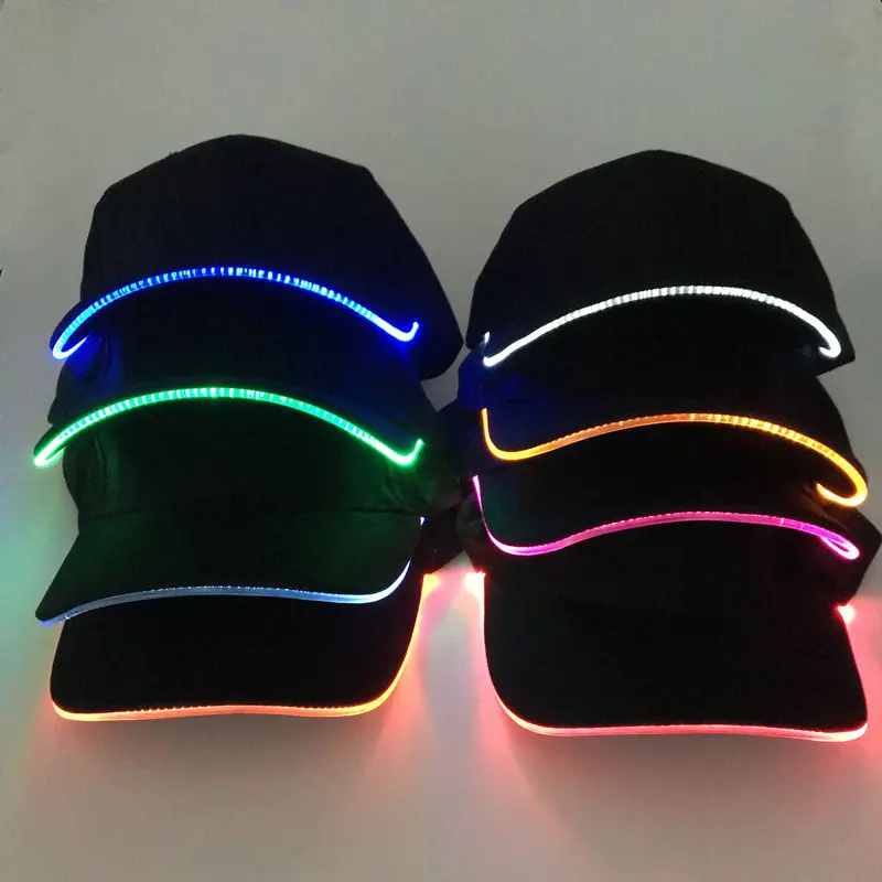 Nicro Neon Party Novedad Suministros Moda Flash Gorra de béisbol Resplandor en la oscuridad Gorra luminosa LOGO personalizado Cool LED Light Up Hat