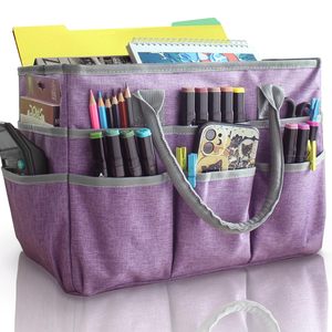 Lớn Craft Organizer <span class=keywords><strong>Tote</strong></span> Bag Túi nghệ thuật với túi bên đàn hồi để giữ cho Markers gọn gàng Craft Bag Organizer <span class=keywords><strong>Tote</strong></span> Caddy Organizer - Product Image 1