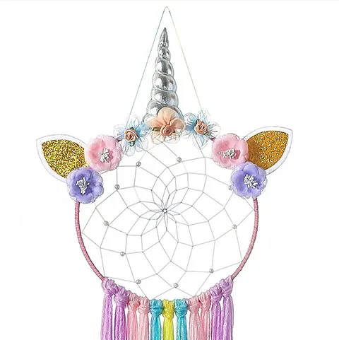 Unicorn Flower Colorful Tassels Lovely Cute Wall Hanging Dream Catchers Home Decor