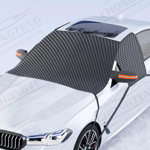 Cubierta para Parabrisas de Coche, Anticongelante, Media Cubierta, Impermeable, Tamaño Universal, Negro Plateado - Product Image 1