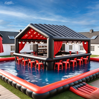 Canapé de piscine gonflable d'extérieur, bar flottant avec auvent et sièges pour adultes, idéal pour les fêtes en extérieur et les soirées estivales en groupe