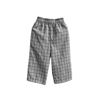 Pantalons décontractés amples lavés pour enfants Pantalons à carreaux décontractés pour garçons et filles
