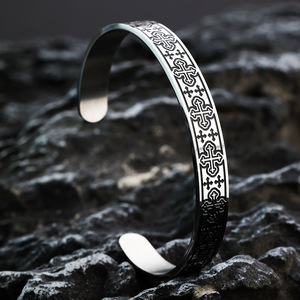 Celtic Knot Stainless Steel Cuff <b>Bracelet</b> Unisex Open C Shape Gift Jewelry - Product Image 2