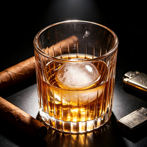 Verre à whisky réutilisable transparent à rayures verticales style vintage, forme cylindrique pour vin et bière - Product Image 1