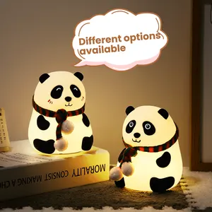 Lampu malam led panda lucu lampu kamar anak baterai tanam silikon lampu kamar anak untuk bayi