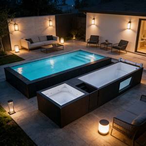 Piscine en béton enterrée avec mosaïque de verre et éclairage sous-marin intégré - Product Image 4