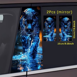 2 <span class=keywords><strong>films</strong></span> de protection autocollants pour véhicule, motif léopard en colère marchant dans l'eau, autocollants de protection de pilier B en PVC pour voitures - Product Image 6