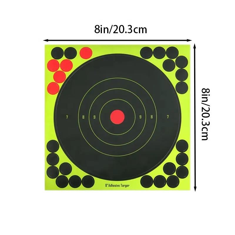 RTS 8X8 pulgadas autoadhesivo Splatterburst Bullseye objetivos de tiro de papel con parche de reparación