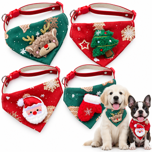 Pañuelo para Perro, Collar para Gato, con Diseño Navideño de Reno y Santa Claus, Ajustable, para Fiestas - Product Image 3