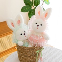 Peluche d'été Z, lapin en peluche pour enfant et adulte avec robe à volants en dentelle et collier de perles, jouet doux Kawaii pour cadeau d'été
