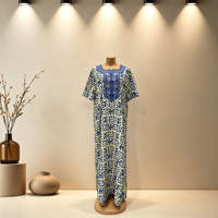 Nuevo Vestido Maxi Kaftan Boubou de Verano para Mujer Africana, Talla Grande, Cómodo, Transpirable, de Poliéster, Estilo Modesto, para Vacaciones y Uso Diario