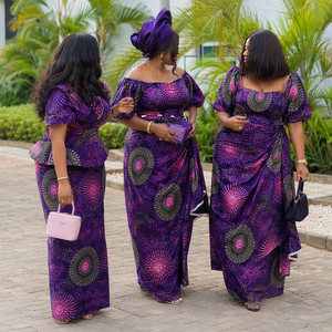 Tissu Aso Ebi 100% Polyester, Impression Personnalisée pour Campagne Électorale, Double Face, 6 Yards, Violet, Nigéria - Product Image 5