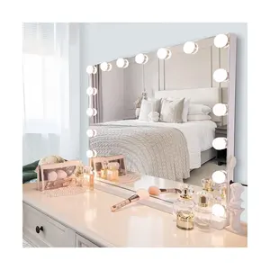 Tocador de dormitorio moderno de alta calidad, tocador de espejo de maquillaje de estilo Hollywood con cajones y espejos