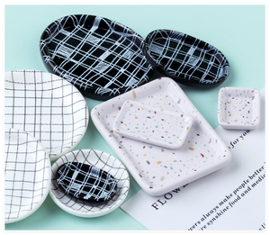 Fée jardin <span class=keywords><strong>bricolage</strong></span> <span class=keywords><strong>cuisine</strong></span> Miniature maison de poupée réaliste carré rond Rectangle nourriture fruits résine assiette servir bijoux plateau enfant jouet - Product Image 6