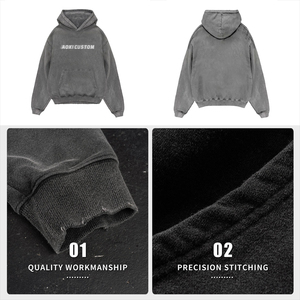 Sweat à capuche homme personnalisé style streetwear Y2K, brodé, 100% coton, coupe ample vintage en tissu éponge, idéal pour l'hiver - Product Image 4