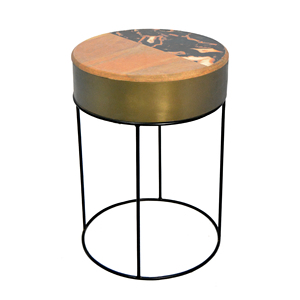 Modern Design <b>Round</b> Wood Board Coffee <b>Table</b> with Metal Frame Unique <b>Side</b> <b>Table</b> for Home Use living room - Product Image 2