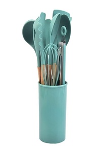 Juego de 12 utensilios de cocina al por mayor con soporte, espátula de silicona antiadherente y utensilios de repostería con mango de madera - Product Image 4