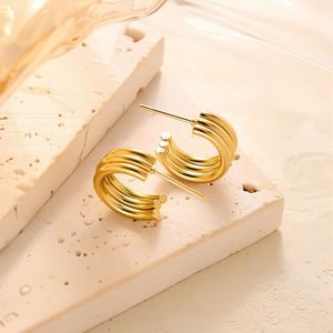 Pendientes Geométricos Exagerados con Forma de Corazón, Fruta y Flor para Mujer, Acero Inoxidable, Joyería Moderna para Fiesta, Chapado en Oro de 14K - Product Image 5