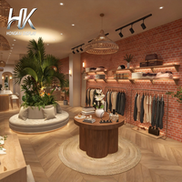 Étagères murales flottantes personnalisées, table îlot en bois avec bande LED, écologiques et durables pour les magasins de détail