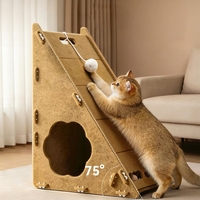 Nouvelle griffoire triangulaire en feutre pour chat, maison 3-en-1, avec jouet à balle et griffoir vertical, protection de meubles, personnalisable