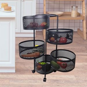 Carrito de Almacenamiento Móvil Metálico para Cocina, Diseño Multifuncional Giratorio con Cestas para Vegetales de Varias Capas, Tendencia 2025 - Product Image 3