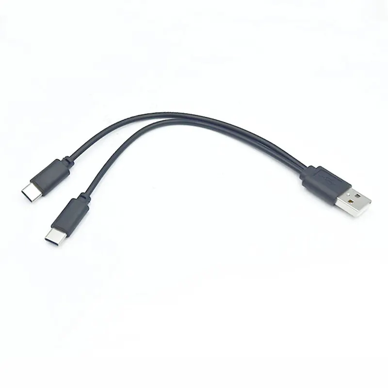 Cabo usb duplo micro usb c, cabo de carregamento rápido 2 em 1 para 2 telefones