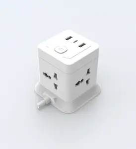 Beliebte Universal-Würfel buchse mit Multi-Steckdose US,UK,UN-Stecker option 4 Steckdosen und 3 USB-Anschlüsse Würfel-Steckdosen leiste