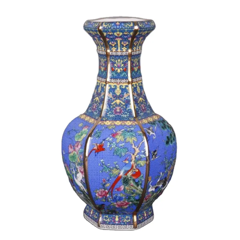 Blaue Farbe Vogel Archaize Vintage Sammeln Antike <span class=keywords><strong>Großhandel</strong></span> Keramik Vase große Blumenvase Keramik Porzellan Vase