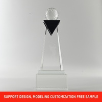 Trophée de golf en verre de cristal gravé au laser 3D avec logo personnalisé en gros trophée de golf en cristal K9 avec base