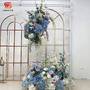 LEDA Spring <b>Summer</b> Wedding Floor Flower Row Wedding Party Stage Aisle <b>Decoration</b> Blue Hydrangea Flower Runner - Product Image 3