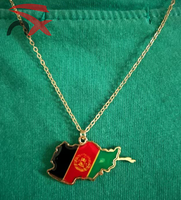 Chaîne de cadeau de mode personnalisée en acier inoxydable plaqué émaillé drapeau afghan carte chaîne pendentif collier