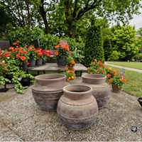 Jardinières Circulaires Modernes Grandes pour Extérieur, Durables, Légères, en Fibro-Ciment Écologique, Pots de Fleurs Sculptés à la Main pour Jardin