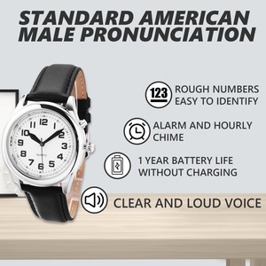 Montres parlantes personnalisées en plusieurs langues (anglais/français/espagnol/allemand/italien) - Montre analogique parlante avec alarme pour personnes âgées et aveugles - Product Image 2