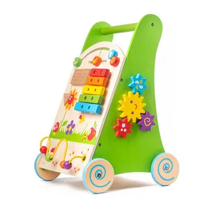 Multifunktion aler Kleinkind Kinderwagen kreativer Wagen Pädagogisches Spielhaus Aufbewahrung spielzeug Baby Walker Kinderwagen Holz Baby Walker Spielzeug