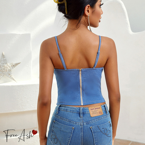 2023 春夏デニムブラトップアンダーワイヤーブラ女性用完璧なボディラインデニムファッションシェイパー - Product Image 4