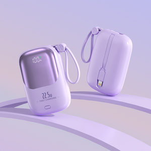 Design a specchio 10000 mAh power bank cavo incorporato con display a LED 10000 mAh powerbank supporto servizio OEM - Product Image 4