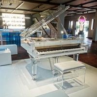 Grand piano blanc en cristal avec lecteur automatique, boîtier en acrylique HG168A