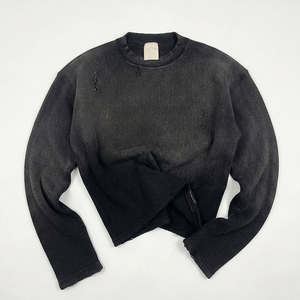 T-shirt a <span class=keywords><strong>maniche</strong></span> <span class=keywords><strong>lunghe</strong></span> in cotone lavato effetto distressed, girocollo, personalizzabile con grafiche stampate DTG, magliette termiche a nido d'ape da uomo - Product Image 3