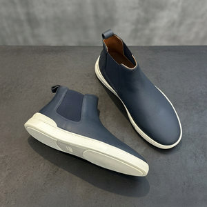Bottes courtes style anglais pour hommes, chaussures mi-hautes pour garçons, tendance coréenne, en velours de luxe, semelle extérieure en PU PVC, à enfiler, toutes saisons - Product Image 2