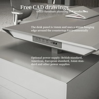 Bureau de direction électrique moderne de luxe à double moteur, convertible assis-debout, extensible, en bois massif d'érable avec cadre blanc mural
