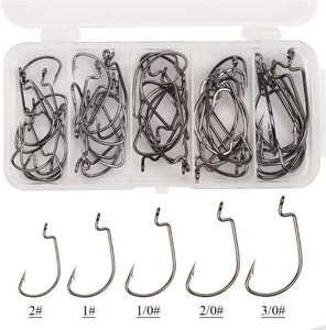 50 pièces/boîte 2 #1 #1/0 #2/0 #3/0 # pas cher bonne qualité crochet de pêche décalé pour Ebay <span class=keywords><strong>Amazon</strong></span> prêt à Shp hameçons d'appâts vivants - Product Image 2
