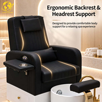 Fauteuil de pédicure avec repose-tête en éponge haute densité, dossier réglable et baignoire pour les pieds, pour salon de beauté