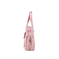 Tas Jinjing Laptop Quilted 300T Pongee, Tas Selempang Perjalanan Ringan dengan Kantong Botol & Tali Pengikat Koper Wanita
