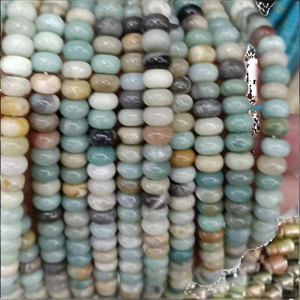 ลูกปัดหินทรงรอนเดลขนาด 7*8 มม. ลูกปัดอัญมณีธรรมชาติสำหรับทำสร้อยคอ ลูกปัดอะมาโซไนต์ทรงลูกคิดธรรมชาติ HR00H120 - Product Image 2