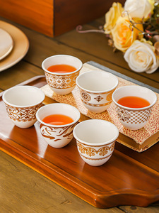 Ensemble de tasses à thé en céramique de style turc du Moyen-Orient de luxe - Tasse à vin Moonlight avec bord doré Utilisation en fête Lave-vaisselle <span class=keywords><strong>Micro</strong></span>-ondes - Product Image 6